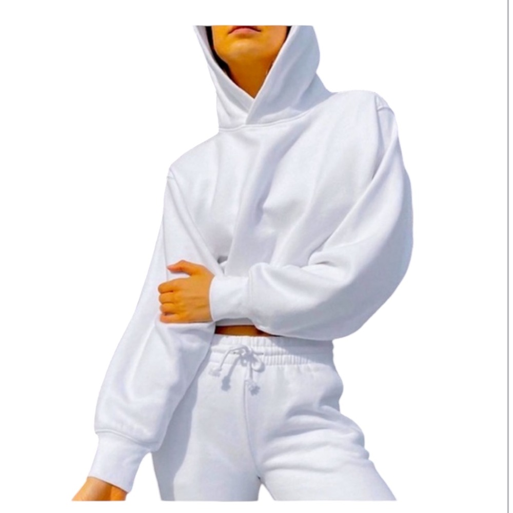 Aritzia TNA Cozy AF Cropped Hoodie Women’s White Sweatshirt Size Small